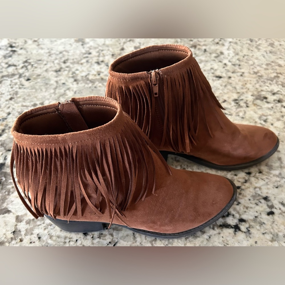 Suede Fringe Booties - Picture 2 of 7